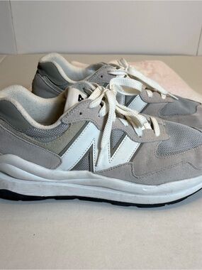 New Balance 57/40 Light Grey & White Suede Mesh Sneakers - Men’s Size 12 - Retro